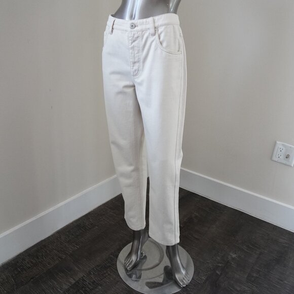 Brunello Cucinelli Monili Jeans Ecru Denim Straight Leg Size 6 New Tag $1595 - Picture 5 of 13